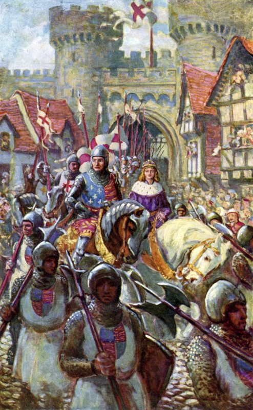 Edward V ratsastaa Lontooseen herttua Richardin kanssa tekijältä Charles John de (after) Lacy