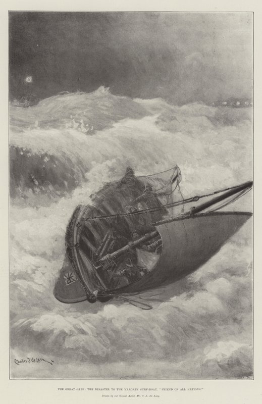 Suuri Gale, katastrofi Margate-surffausveneelle, kaikkien kansojen ystävä tekijältä Charles John de Lacy