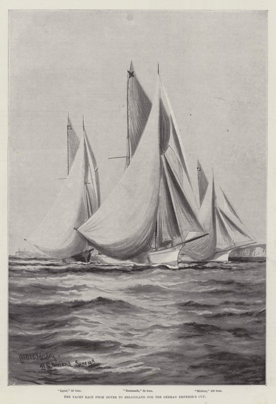 Yacht Race Doverista Helgolandiin Saksan keisarin Cupiin tekijältä Charles John de Lacy