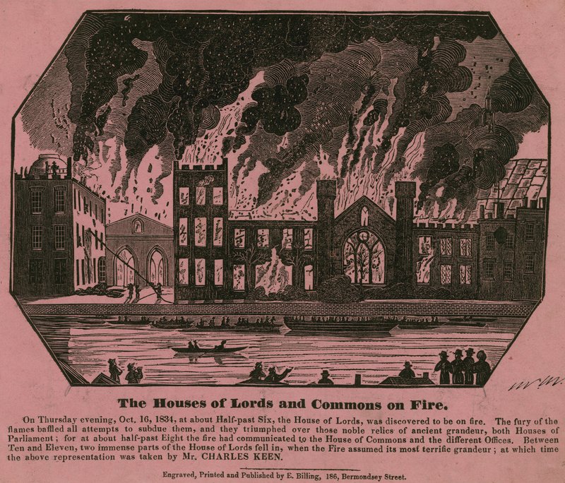 Houses of Lords and Commons tulessa, 16. lokakuuta 1834 tekijältä Charles Keene
