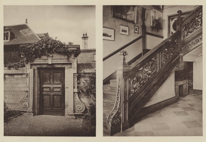 Thorpe Hall, Peterborough, Stablesin sivusisäänkäynti, portaikko tekijältä Charles Latham