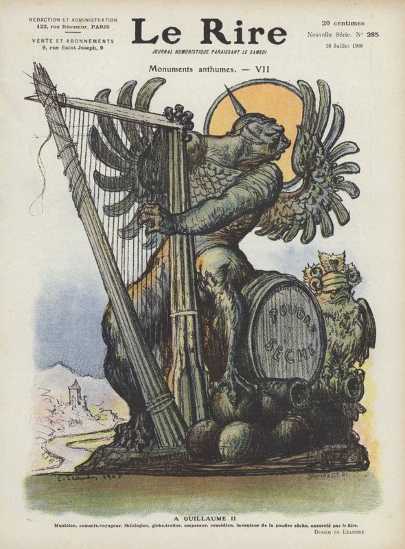 Karikatyyri Saksan keisari Wilhelm II:sta. Kuvitus Le Rirelle tekijältä Charles Leandre