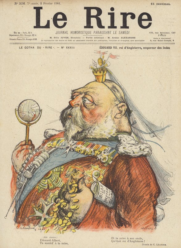 Englannin kuningas Edward VII, kuvitus Le Rirelle tekijältä Charles Leandre