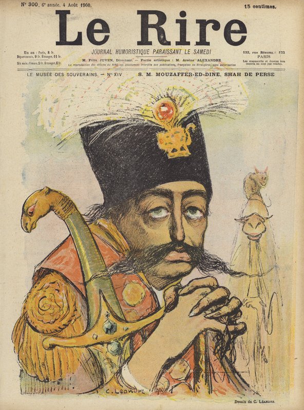Mozaffer-ed-Din, Persian shah, kuvitus Le Rirelle tekijältä Charles Leandre