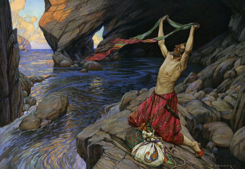 Sindbad the Sailor (värilitografia) tekijältä Charles Murray (after) Padday