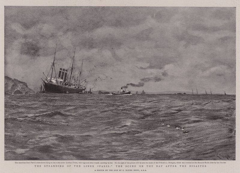 Lineaaristen parien stranding, kohtaus katastrofin jälkeisenä päivänä tekijältä Charles Napier Hemy