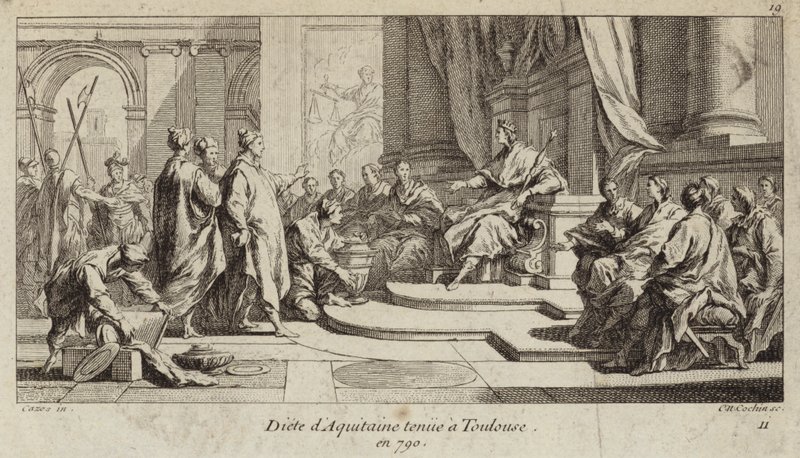 Toulousessa pidetty Akvitanian dieetti, 790 (kaiverrus) tekijältä Charles Nicolas II Cochin