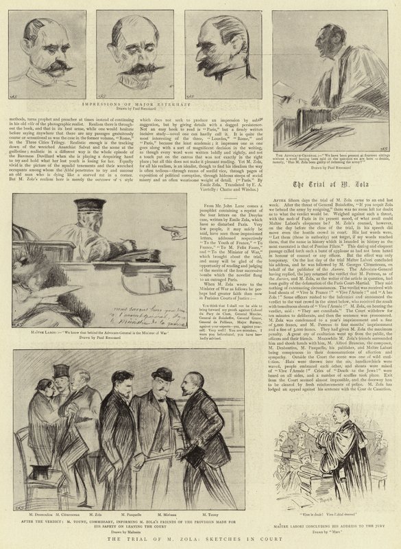 M Zolan oikeudenkäynti, Sketches in Court tekijältä Charles Paul Renouard