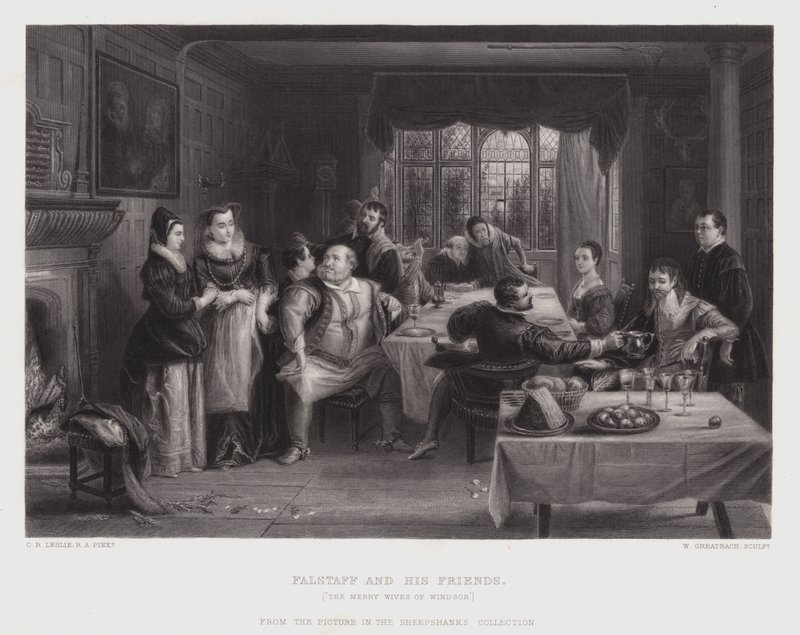 Falstaff ja hänen ystävänsä (kaiverrus) tekijältä Charles Robert (after) Leslie