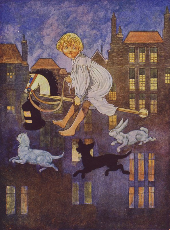 Metsästämään lähdemme (värilitografia) tekijältä Charles Robinson