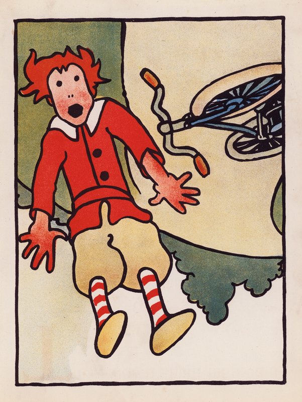 Hölynpölyä: polkupyöräonnettomuus (värilitografia) tekijältä Charles Robinson