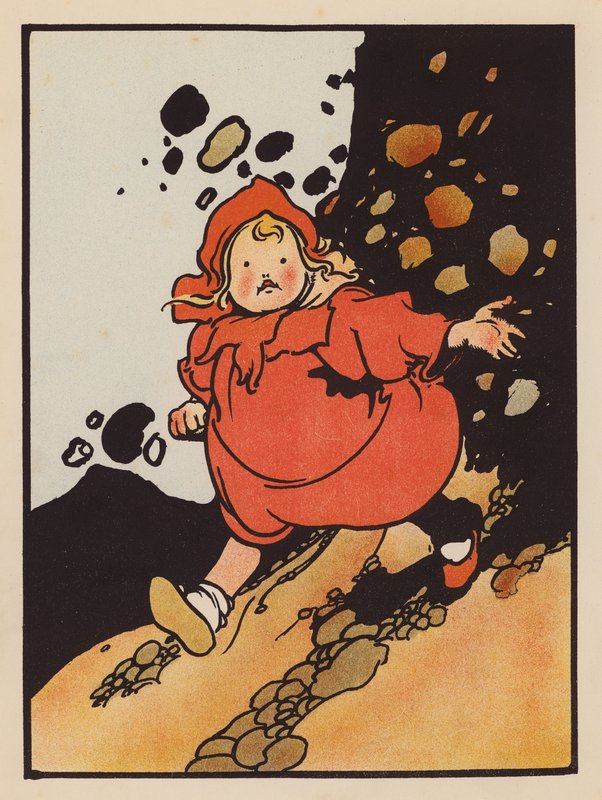 Hölynpölyä: Tyttö ei pääse mäkeä ylös (värilitografia). tekijältä Charles Robinson