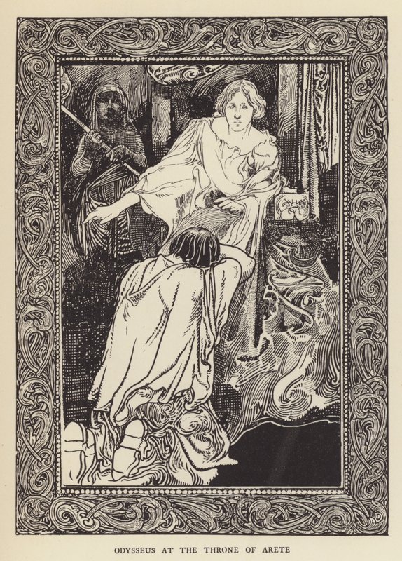 Odysseus Areten valtaistuimella tekijältä Sir John Charles Robinson
