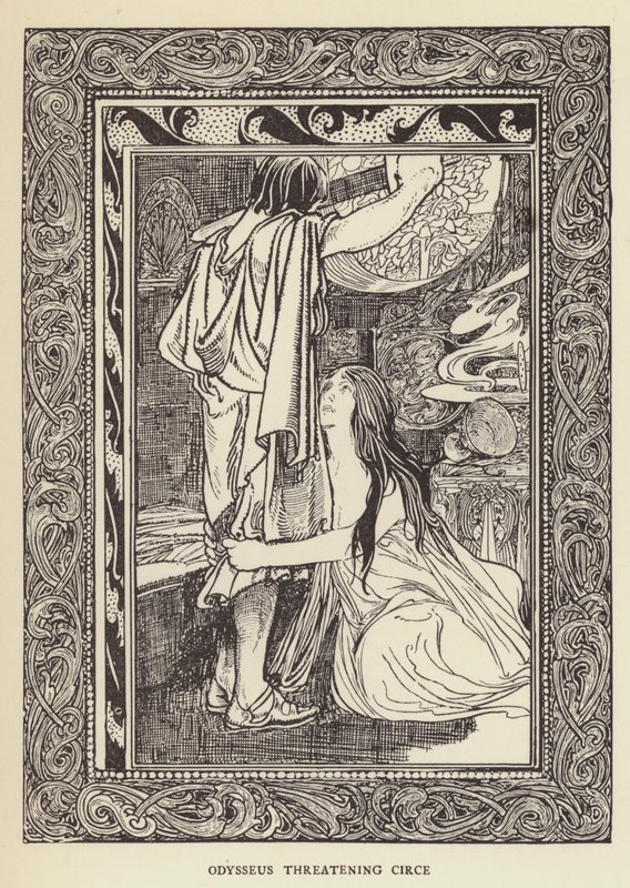 Odysseus uhkaa Circea tekijältä Sir John Charles Robinson