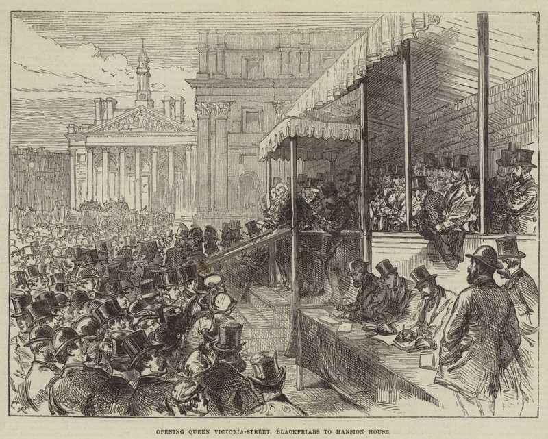 Avaaminen Queen Victoria-Street, Blackfriars Mansion Houselle tekijältä Sir John Charles Robinson