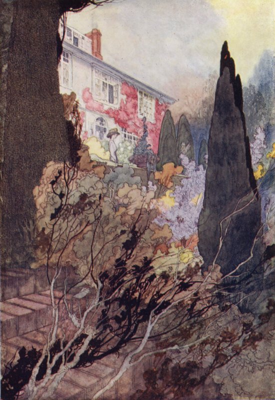 Sentimental puutarhamme: Syksy (väri litho) tekijältä Charles Robinson