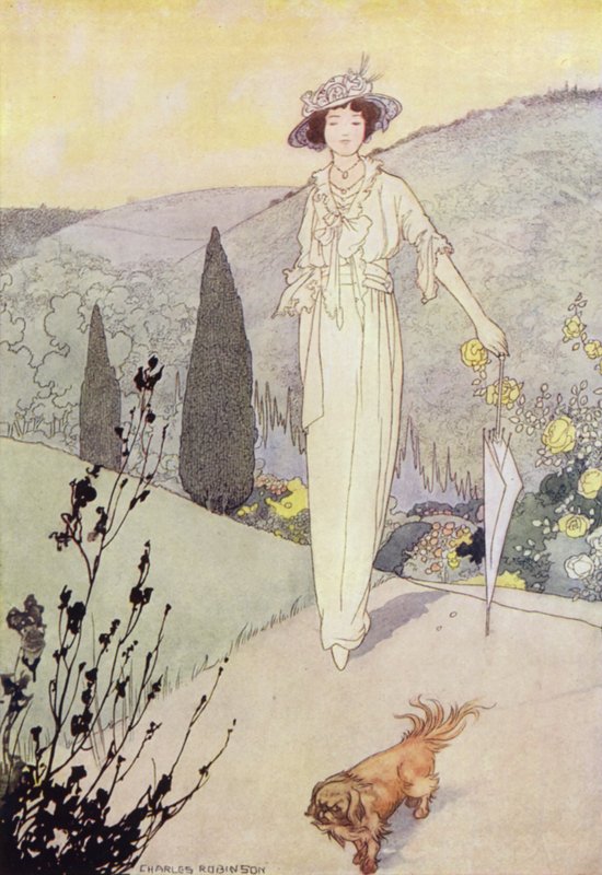 Sentimentaalinen puutarhamme: maurit (väri litho) tekijältä Charles Robinson