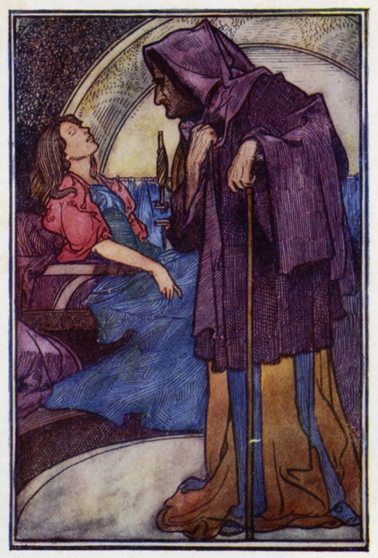 Prinsessa Ruusunen (väri litho) tekijältä Charles Robinson