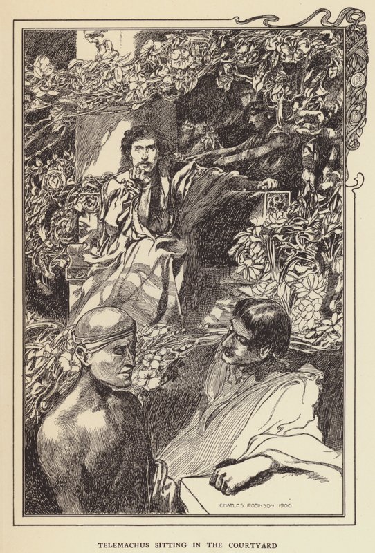 Telemachus istuu pihalla tekijältä Sir John Charles Robinson