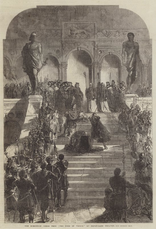 Teloituskohtaus Venetsian dogesta Drury-Lane-teatterissa tekijältä Sir John Charles Robinson