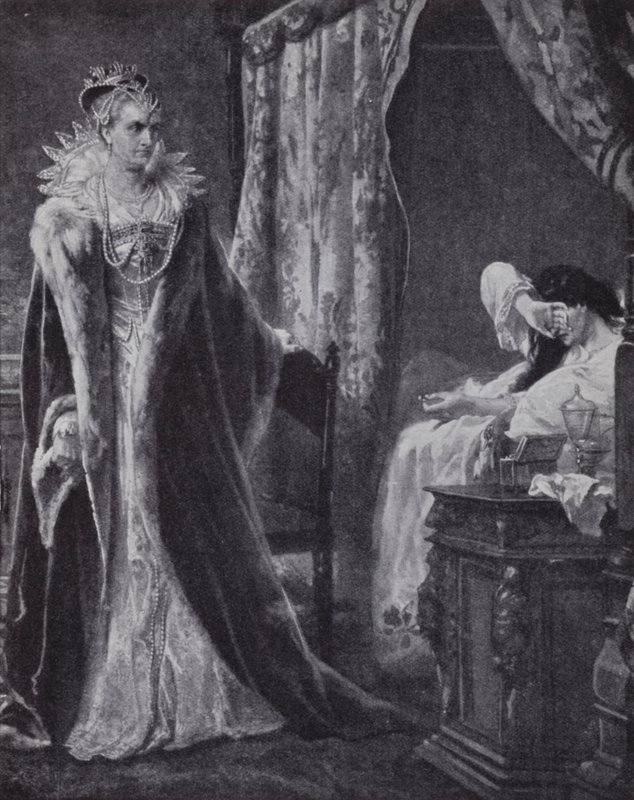 Nottinghamin kreivitär palauttaa Essexin jaarlin sormuksen kuningatar Elizabeth I:lle, mutta liian myöhäistä pelastaa hänet teloituksesta (litho) tekijältä Charles Soubre