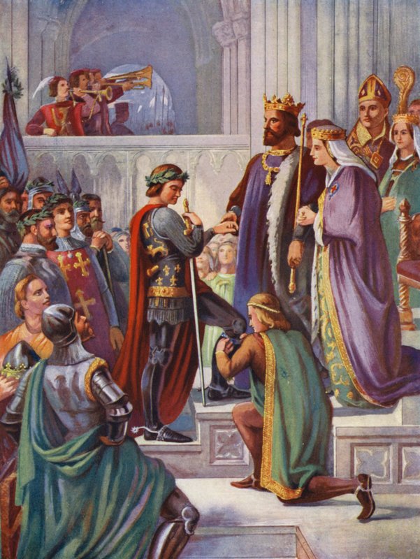 Edvard Mustan Prinssin vihkiminen ritarikunnan ritariksi. tekijältä Charles West (after) Cope
