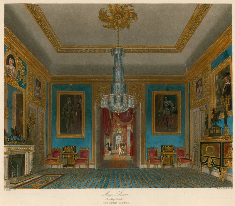 Ante Room, Carlton House, Lontoo, katsoo pohjoiseen tekijältä Charles Wild