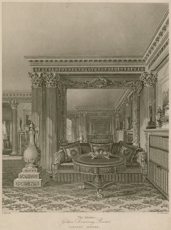 Alkovi, Golden Drawing Room, Carlton House, Lontoo tekijältä Charles Wild