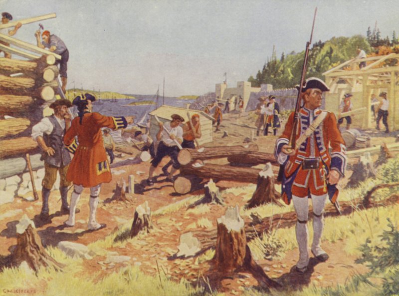 Halifaxin perustaminen (väri litho) tekijältä Charles William (after) Jefferys