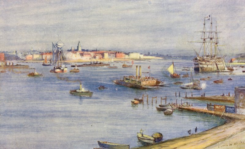 Portsmouth, Gosportista (värilitro). tekijältä Charles William Wyllie
