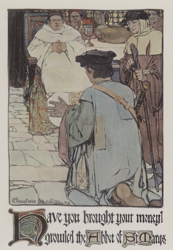 Kuvitus Robin Hoodille (väri litho) tekijältä Charlotte Harding