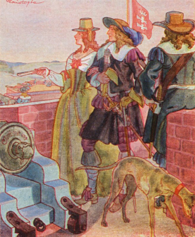 Spaziergang Auf Den Festungswallen / Kävelyretki valleilla (värilitografia) tekijältä Christophe (1856 1945)
