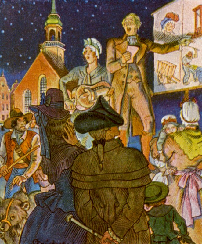 Bankelsanger / Penkkilaulaja (värillinen litografia) tekijältä Christophe (1856 1945)