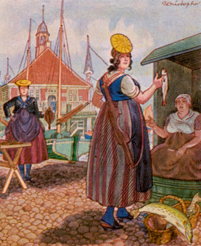Hamburger Fischmarkt / Hampurin kalamarkkinat (värilitro) tekijältä Christophe (1856 1945)