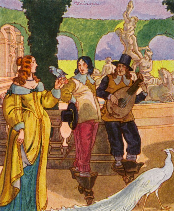 Lustgarten / Huvipuutarha (värilitografia) tekijältä Christophe (1856 1945)