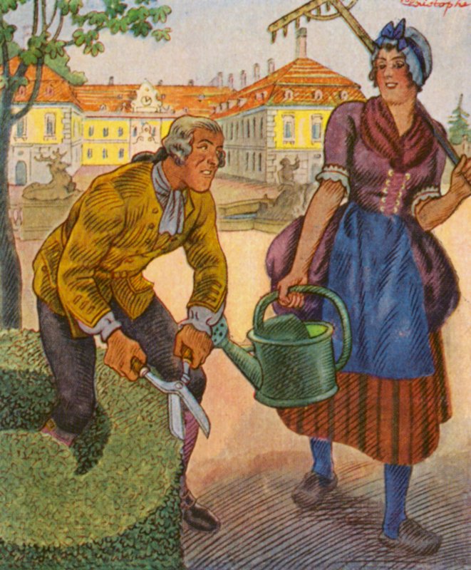 Schlossgartner / Linnanpuutarhuri (värilitro) tekijältä Christophe (1856-1945)
