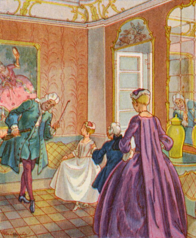 Tanzstunde / Tanssitunti (värilitografia) tekijältä Christophe (1856 1945)