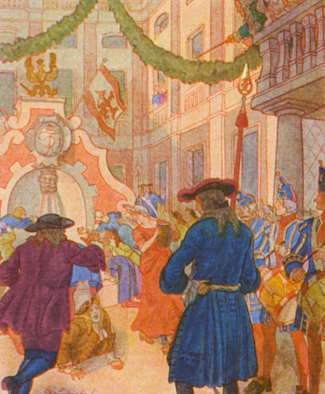 Weinbrunnen Und Ochse / Viinilähde ja härkä (värilitro) tekijältä Christophe (1856 1945)
