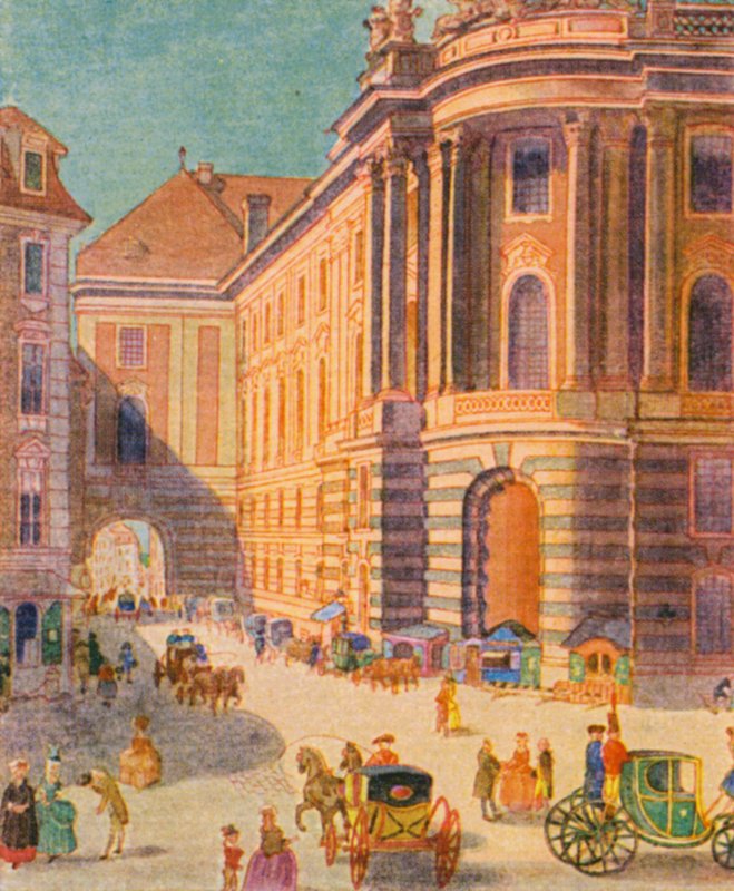 Wiener Barock-Architektur / Wienin barokkiarkkitehtuuri (värilitografia) tekijältä Christophe (1856 1945)