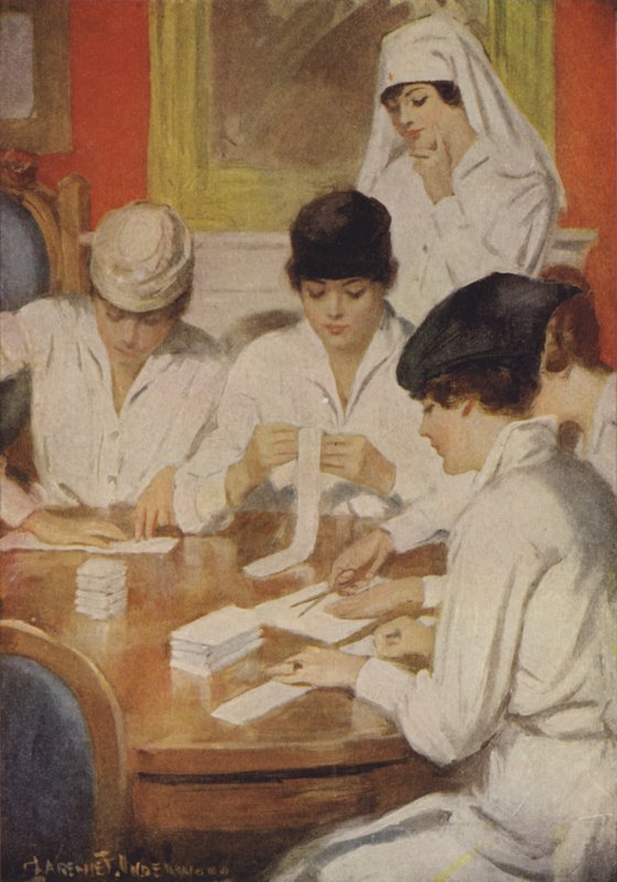 Kompressioiden valmistaminen Punaiselle Ristille tekijältä Clarence F. Underwood