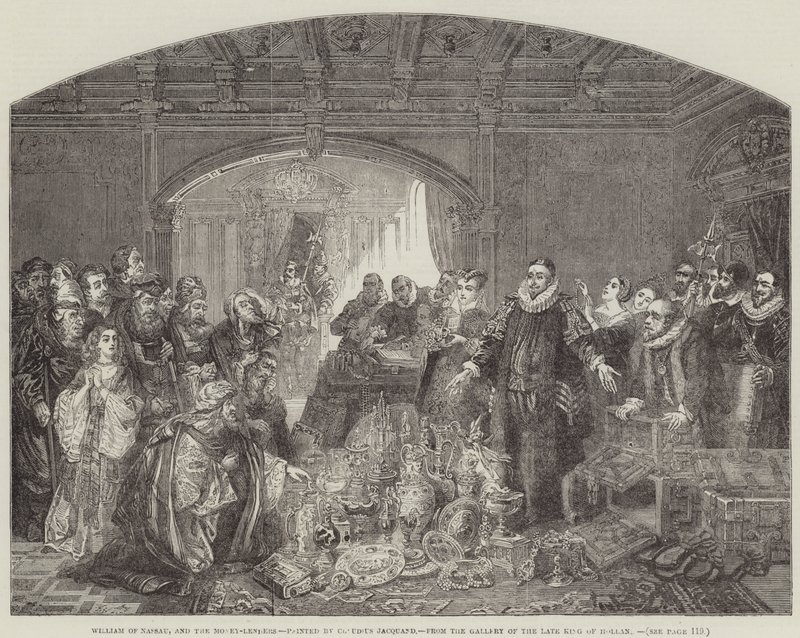 William of Nassau ja Money-Lainaajat, edesmenneen Hollannin kuninkaan galleriasta tekijältä Claude Jacquand