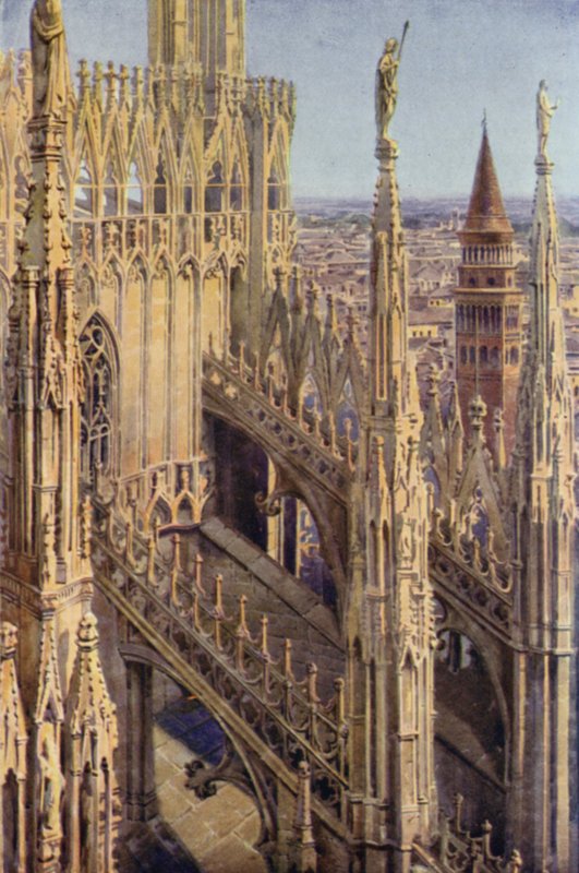 Duomon siipi ja St Gottardon torni, Milano tekijältä Commendator Formilli