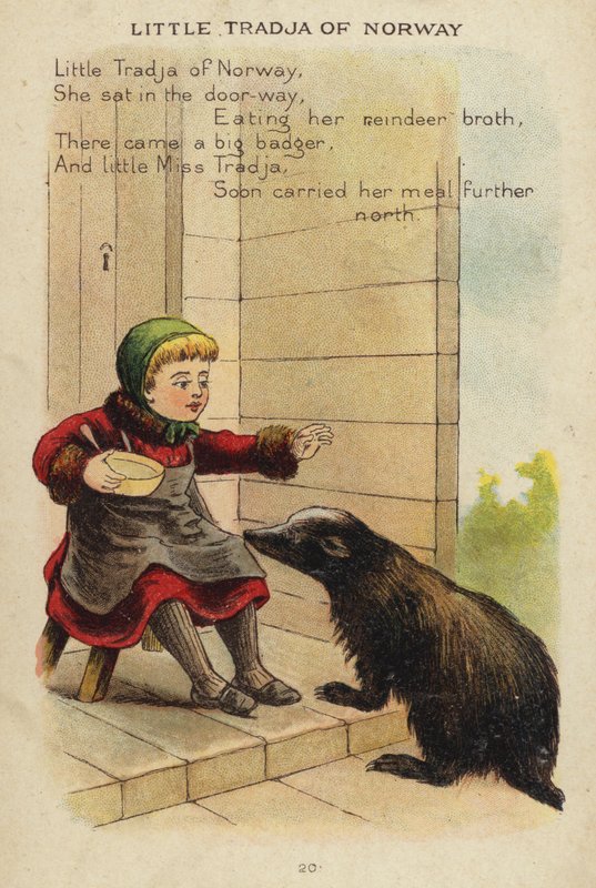 Lasten riimi: Little Tradja Of Norway (chromolitho) tekijältä Constance Haslewood