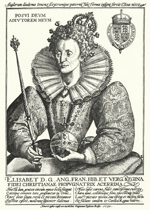 Elizabeth I, Englannin kuningatar (kaiverrus) tekijältä Crispin I de (after) Passe