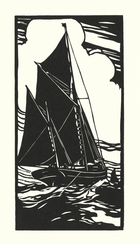 Kalastusveneet ja proomut: Brixham Trawler (puupiirros). tekijältä Cyril A. Wilkinson