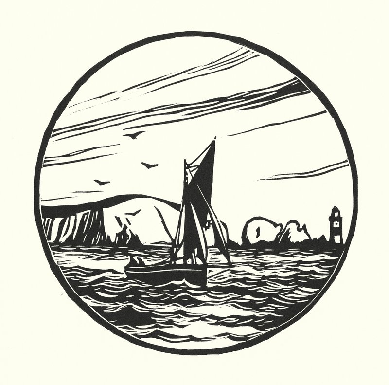 Kalastusveneet ja proomut: Itchen Ferry Boat (puupiirros) tekijältä Cyril A. Wilkinson
