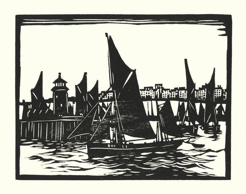 Kalastusveneet ja proomut: Ramsgate Trawlers (puupiirros). tekijältä Cyril A. Wilkinson