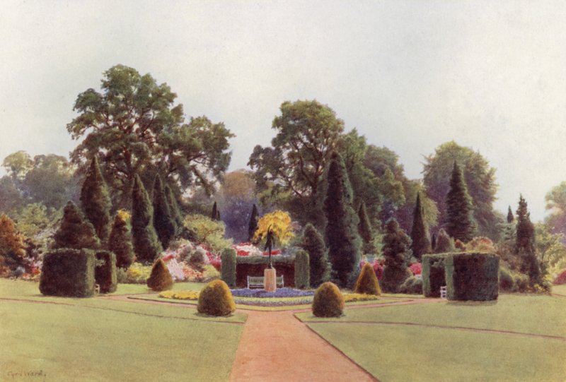 Diamond Garden, Bagshot Park (väri litho) tekijältä Cyril Ward
