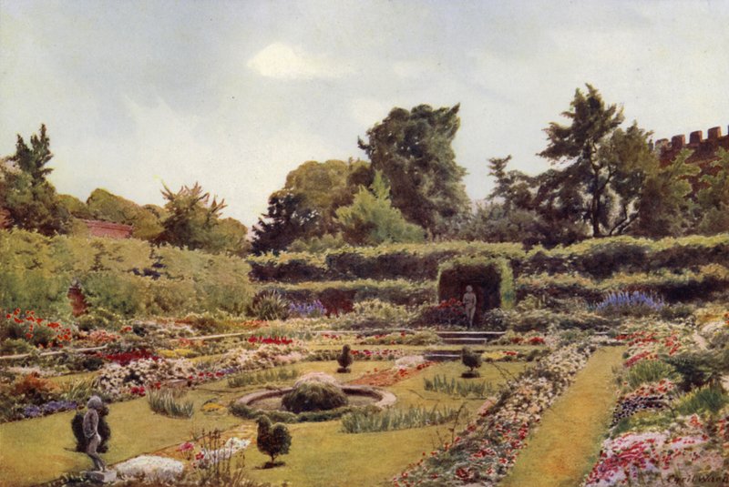 Old Pond Garden, Hampton Court (väri litho) tekijältä Cyril Ward