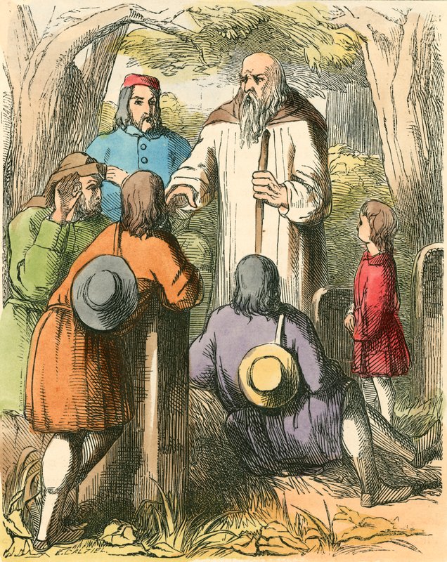 Dick Whittington kuuntelee kyläläisiä tekijältä Dalziel Brothers